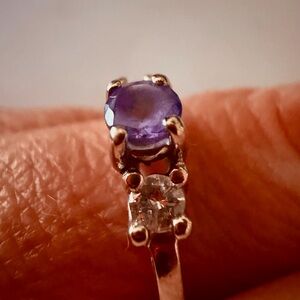 14 KT white Gold and Tanzanite /Diamonds Ring